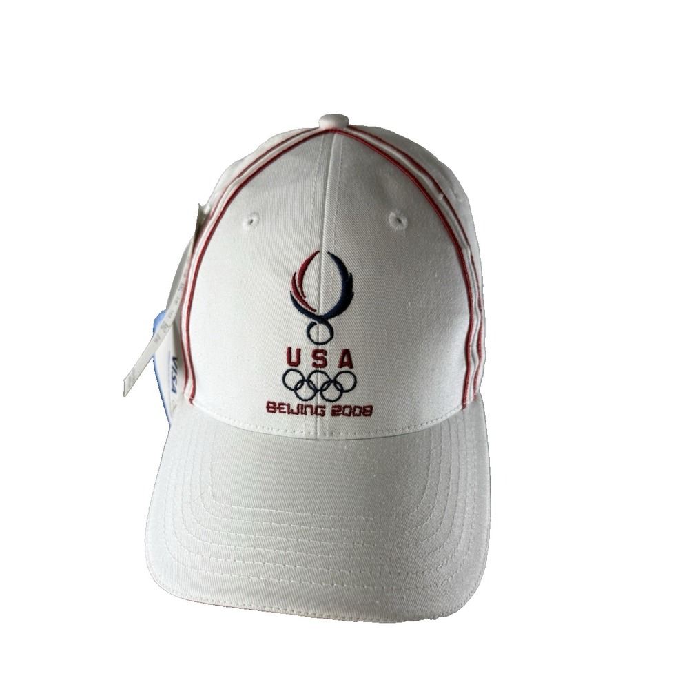 Team USA Beijing 2008‎ Olympic Games White Baseball Cap Hat Adjustable NEW